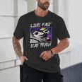 Street Cats Trash Pandas Enthusiasts Live Fast Eat Trash Panda Raccoon Opossum Enthusiasts -Adults Cotton Blend Unisex T-Shirt