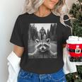 Scared Raccoon & Bigfoot Selfie Unisex T-Shirt - Fun Outdoors Theme