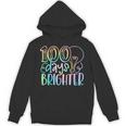 100 Days Brighter Student Happy 100Th Day Of School Tie Dye Hoodie