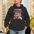 V Is For Video Games Valentine Gamer Valentines Day Boy Hoodie