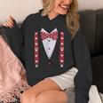 Hearts Bow Tie Suspenders Valentines Day Costume Boys Hoodie