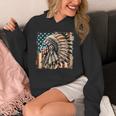 Vintage Native American Indian Chief American Usa Flag Hoodie