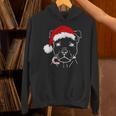 Christmas Staffy With Santa Hat And Candy Cane Dog Lovers Unisex Hoodie
