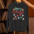 Merry Christmas Lights Dog Paw Red Plaid Dog Love Xmas Hoodie