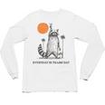 Retro 90s Raccoon Unisex Long Sleeve T-Shirt - Quirky Sunset Design