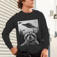 Alien UFO Raccoon Unisex Long Sleeve T-Shirt