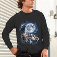 Three Opossum Raccoon Skunk Moon Howling Animal Meme Unisex Long Sleeve T-Shirt