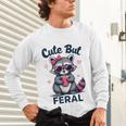 Funny Raccoon Long Sleeve T-Shirt for Women - Cute But Feral Vibe