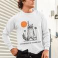 Retro 90s Raccoon Unisex Long Sleeve T-Shirt - Quirky Sunset Design