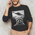 Alien UFO Raccoon Unisex Long Sleeve T-Shirt