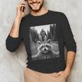 Raccoon & Bigfoot Selfie Unisex Long Sleeve T-Shirt | Fun Graphic