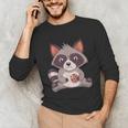 Raccoon Raccoon With Cookie -Adults Small Unisex Long Sleeve T-Shirt