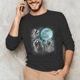 Raccoon Howling Moon Unisex Long Sleeve T-Shirt – Quirky Wildlife Design