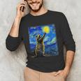 Raccoon Starry Night Van Gogh Unisex Long Sleeve Tee for Art Lovers