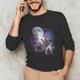 Raccoons Howling At The Moon Shirt Raccoon Unisex Long Sleeve T-Shirt