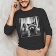 Scared Raccoon Selfie Unisex Long Sleeve T-Shirt with Sasquatch Theme