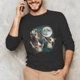 Three Possum Moon Cursed Meme Unisex Long Sleeve T-Shirt - Quirky Art