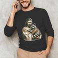 Vintage Jesus & Raccoon Long Sleeve Tee - Unisex Cozy Style