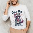 Funny Raccoon Long Sleeve T-Shirt for Women - Cute But Feral Vibe