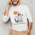 Retro 90s Raccoon Unisex Long Sleeve T-Shirt - Quirky Sunset Design