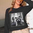 Scared Raccoon Selfie Unisex Long Sleeve T-Shirt with Sasquatch Theme
