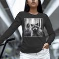 Scared Raccoon Selfie Unisex Long Sleeve T-Shirt with Sasquatch Theme
