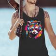 Colorful Raccoon With Headphones Vintage -Adults & Kids - Short Sleeve Modern Style Round Neck Retro Raccoon Theme Men Tank Top