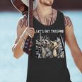 Let's Get Trashed Men’s Tank Top | Fun Raccoon & Opossum Beer Design