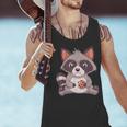 Raccoon Cookie Lover Men's Small Tank Top - Playful Animal Fun