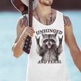 Raccoon Unhinged And Feral Retro Raccoon Feral Summer Men Tank Top