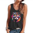 Colorful Raccoon With Headphones Vintage -Adults & Kids - Short Sleeve Modern Style Round Neck Retro Raccoon Theme Flowy Tank