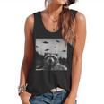 UFO Raccoon Flowy Tank Top - Fun Alien Theme for Casual Wear