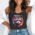 Colorful Raccoon With Headphones Vintage -Adults & Kids - Short Sleeve Modern Style Round Neck Retro Raccoon Theme Flowy Tank