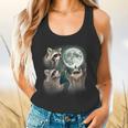 Raccoon 3 Racoons Howling At Moon Weird Cursed Flowy Tank