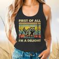 Retro First Of All I'm A Delight Angry Raccoon Animal Flowy Tank
