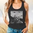 UFO Raccoon Flowy Tank Top - Fun Alien Theme for Casual Wear