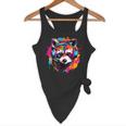 Colorful Raccoon With Headphones Vintage -Adults & Kids - Short Sleeve Modern Style Round Neck Retro Raccoon Theme Flowy Tank