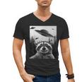 Alien UFO Raccoon Men's V-Neck T-Shirt - Quirky Sci-Fi Style