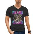Baddies Get Saddies Raccoon Meme Men's V-Neck T-Shirt | Fun Design