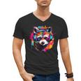 Colorful Retro Raccoon T-Shirt with Headphones – Unisex V-Neck