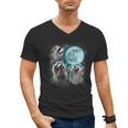 Men's V-Neck - 3 Raccoons Howling At Moon | Unique Animal Theme