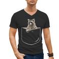 Men's V-Neck T-Shirt - Pocket Raccoon Design | Fun Animal Lovers Tee
