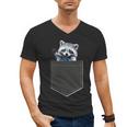 Men's V-Neck T-Shirt with Cute Pocket Raccoon Design | Fun & Casual