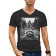 Raccoon Men's V-Neck T-Shirt - Quirky Bigfoot Selfie Design