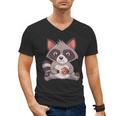 Raccoon with Cookie Men's V-Neck T-Shirt | Whimsical Charm for Adults