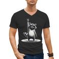 Retro Raccoon Rock V-Neck T-Shirt for Music Lovers
