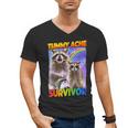 Tummy Ache Survivor V-Neck T-Shirt - Small Men's Raccoon Design