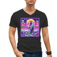 Vaporwave Raccoon Men's V-Neck T-Shirt - Retro Meme Aesthetic