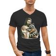 Vintage Distressed Jesus Raccoon Hug Men's V-Neck T-Shirt