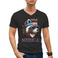 Vintage Raccoon Men's V-Neck T-Shirt - Embrace Relaxed Vibes